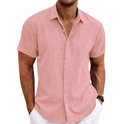 Linen Short Sleeve Men's T-shirt Loose Fitting