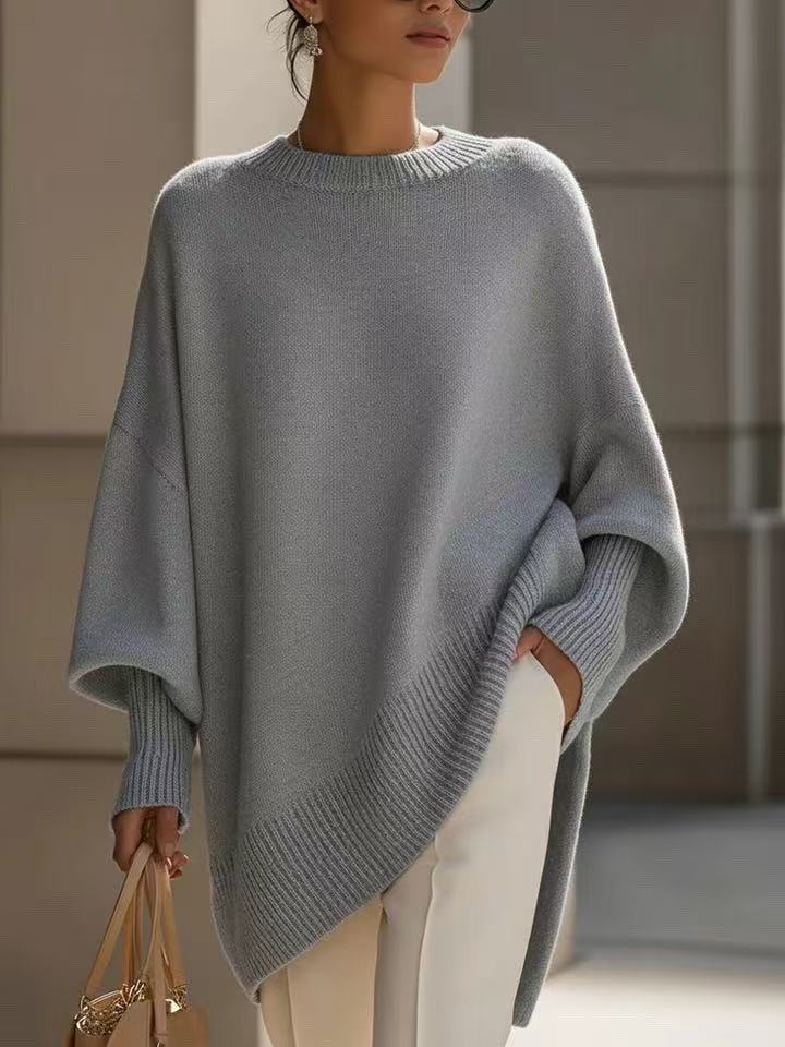 Thick Round Neck Loose Knitted Pullover Women's Sweater
