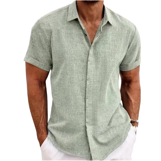 Linen Short Sleeve Men's T-shirt Loose Fitting