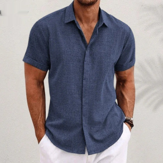 Linen Short Sleeve Men's T-shirt Loose Fitting